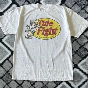 White Title Fight Cat Logo Graphic Tee Indie Rock Kitty Shirt